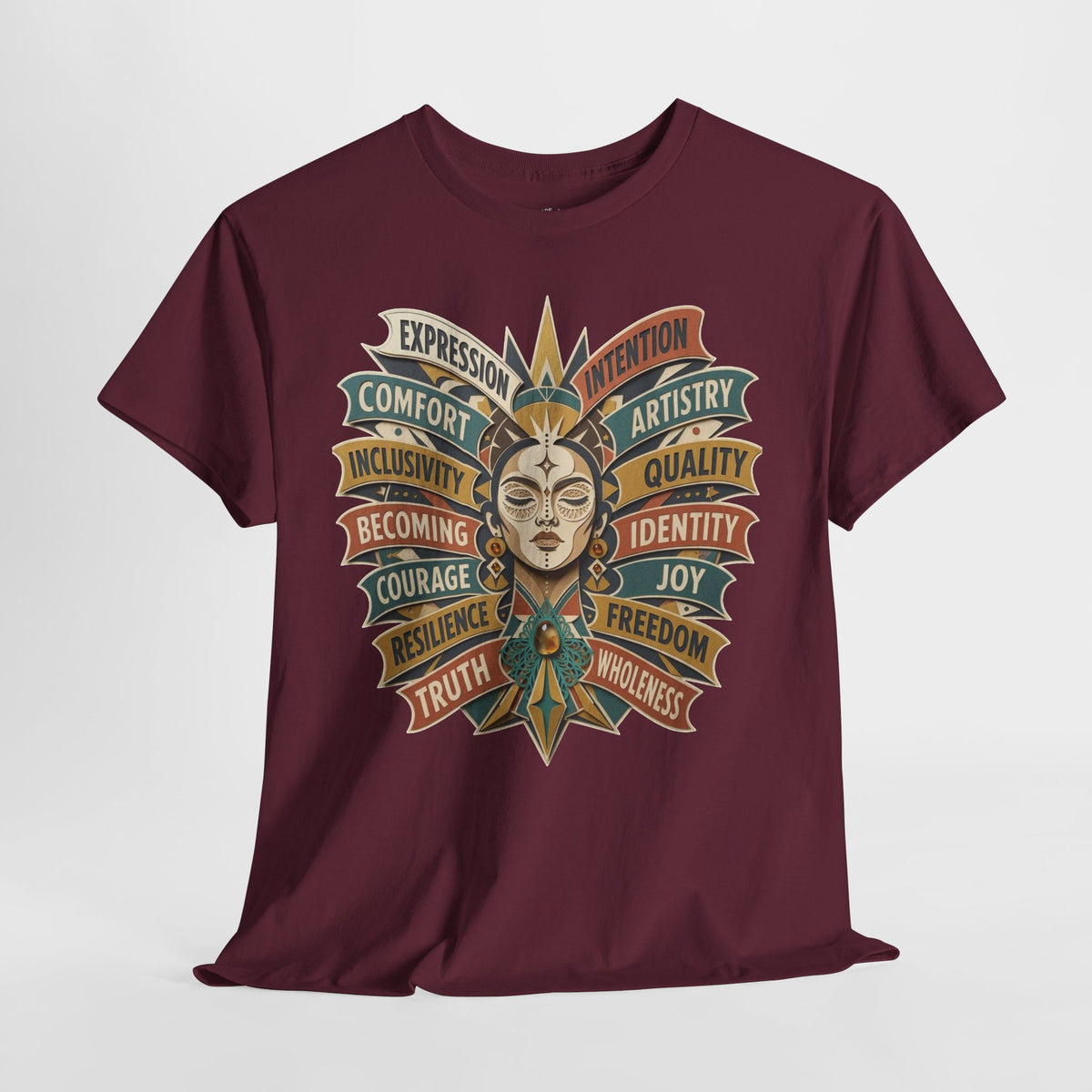 Self Expression Graphic Tee: Art Deco Becoming Words, 100% Cotton