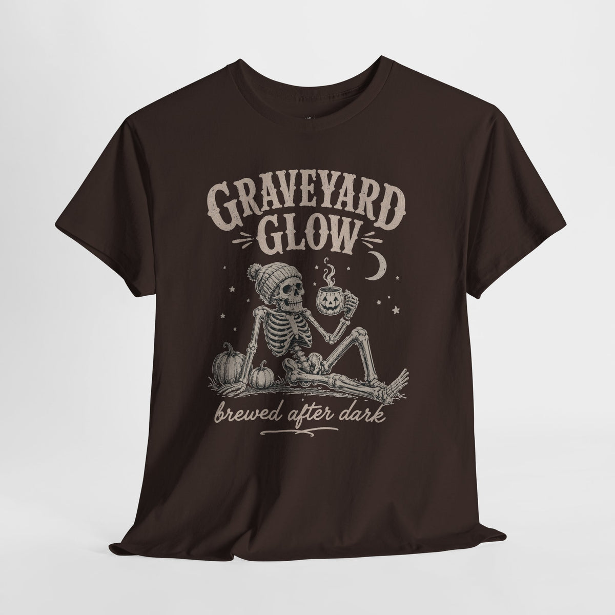Halloween Coffee T-Shirt: Graveyard Glow Skeleton, Coffee Lover Gift,  100% Cotton