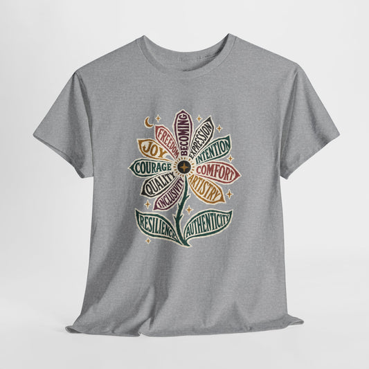 Personal Growth Shirt: Values Flower Graphic Tee