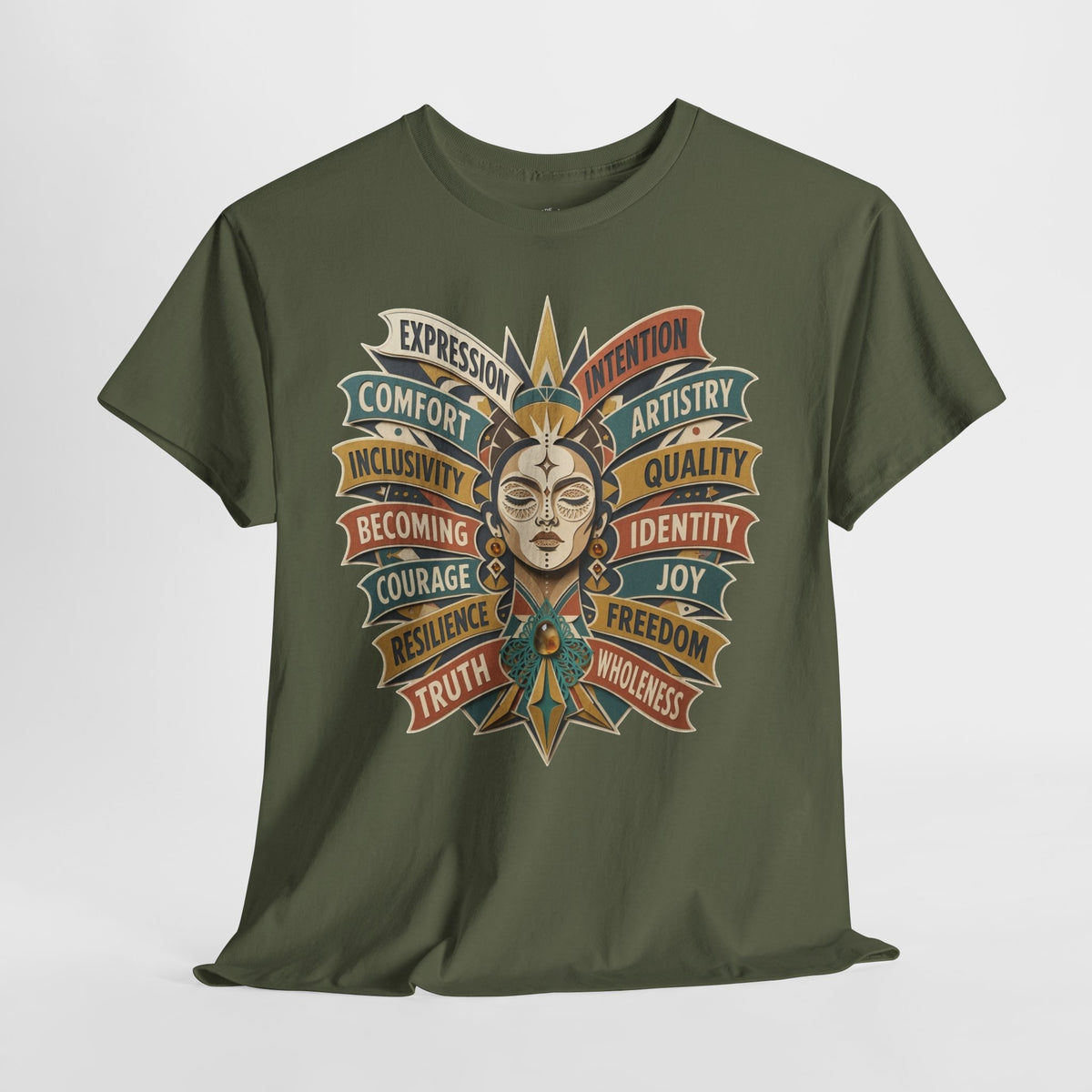 Self Expression Graphic Tee: Art Deco Becoming Words, 100% Cotton