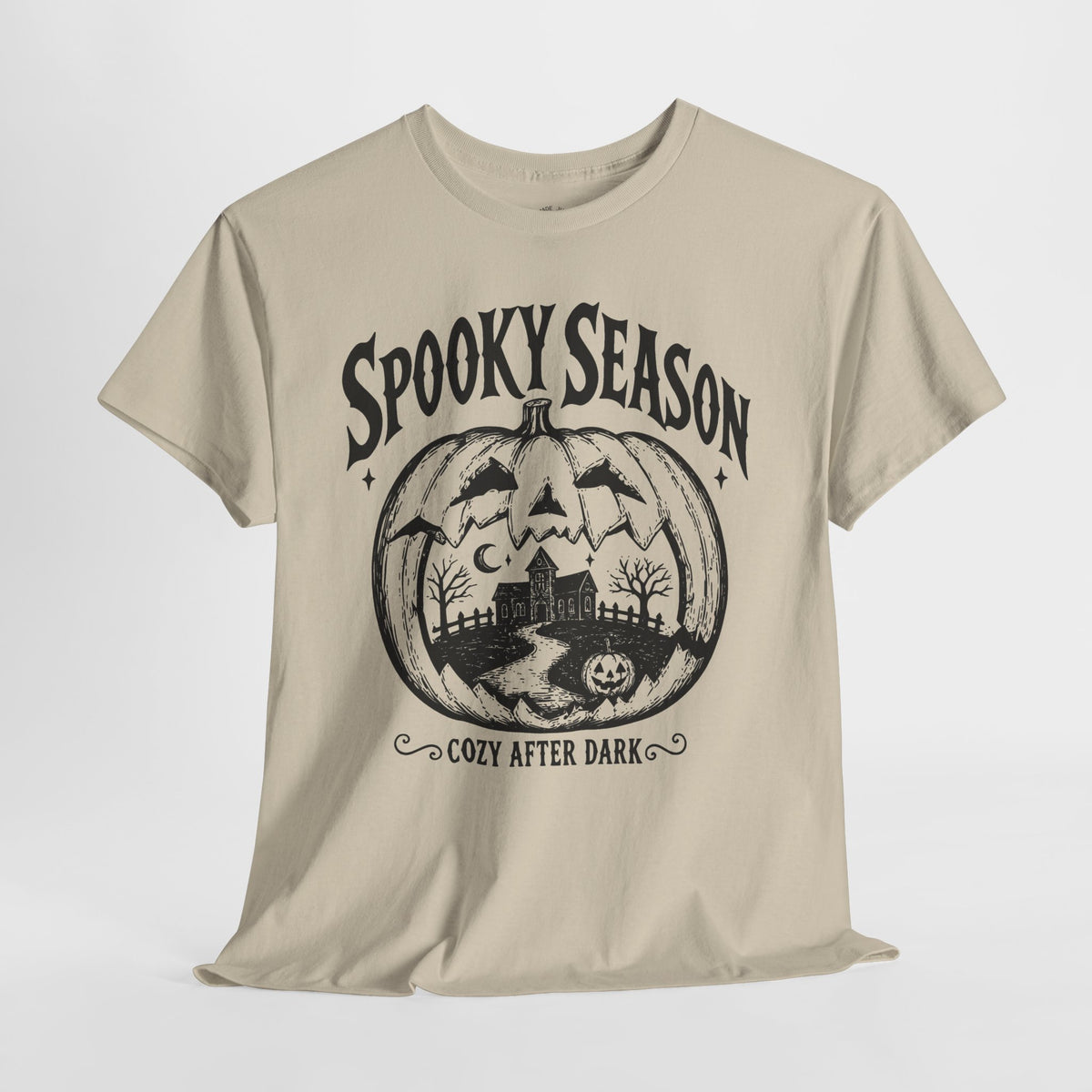 Spooky Season T-Shirt: Haunted Pumpkin, 100% Cotton