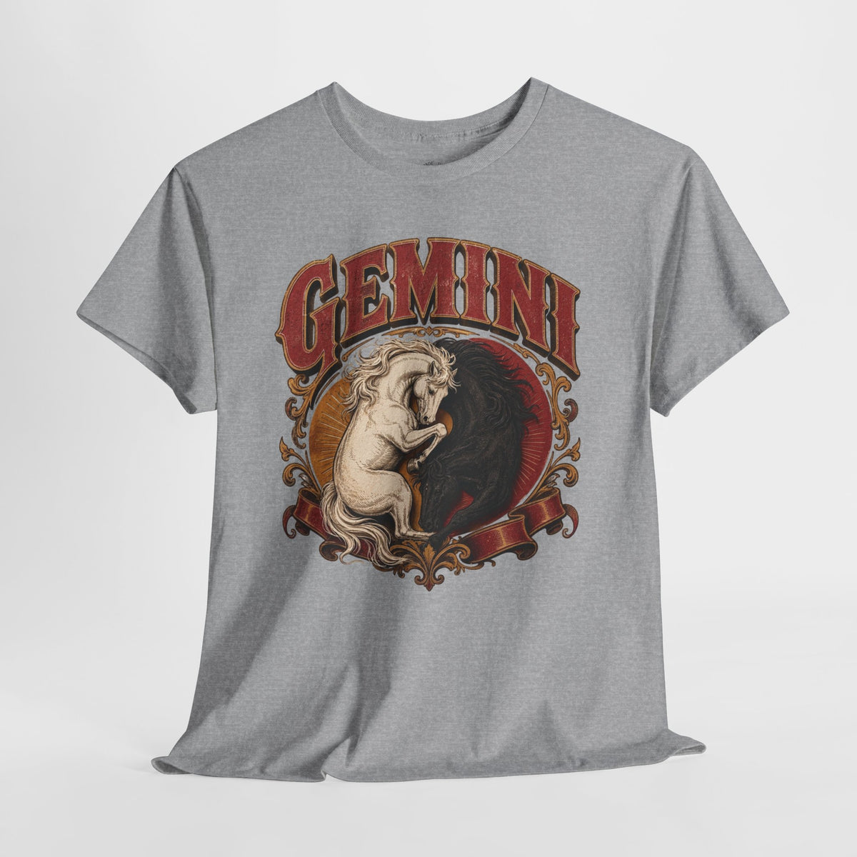 Gemini Zodiac Shirt: Twin Horses Astrology Graphic Tee