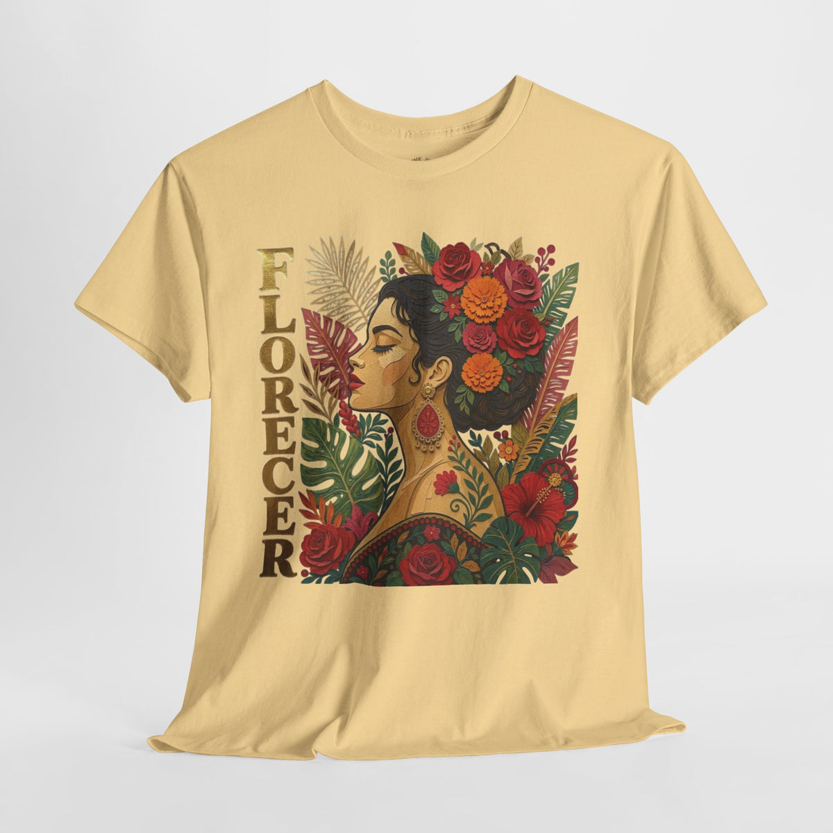 Florecer Graphic Tee: Floral Latina Portrait