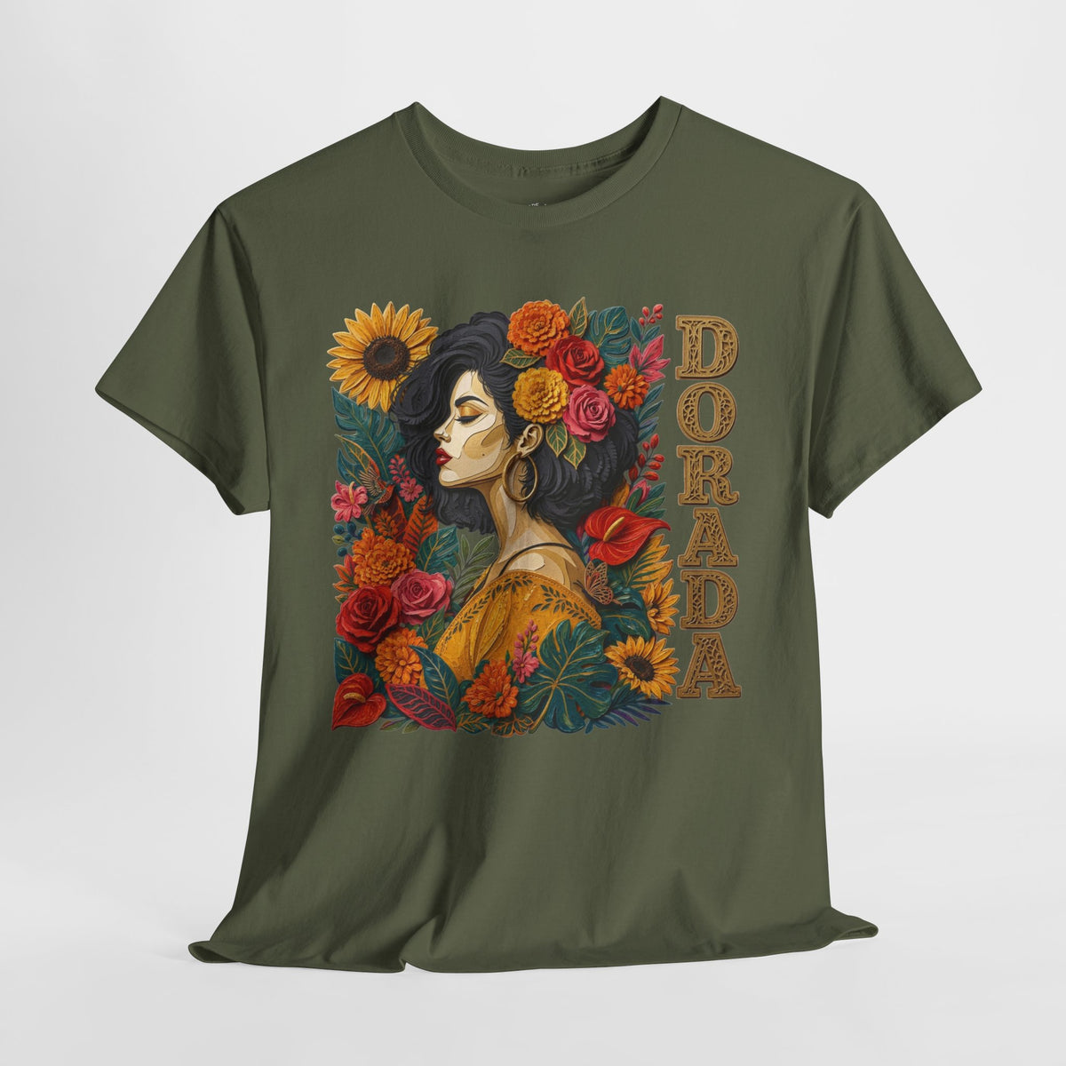 Dorada Graphic Tee: Floral Latina Portrait