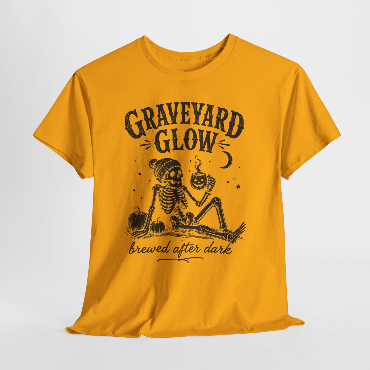Halloween Coffee T-Shirt: Graveyard Glow Skeleton, Coffee Lover Gift,  100% Cotton