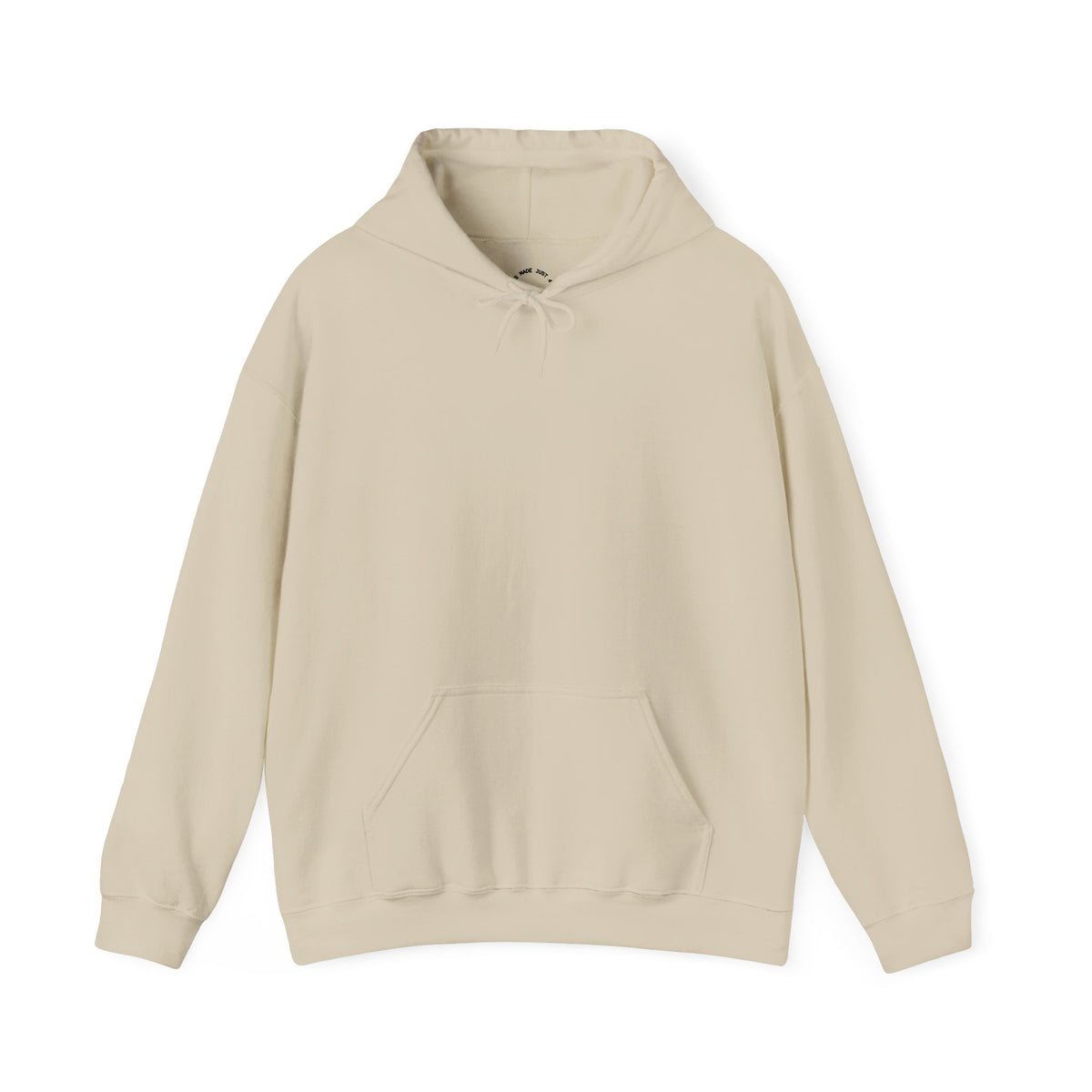 Blank front of beige hoodie.