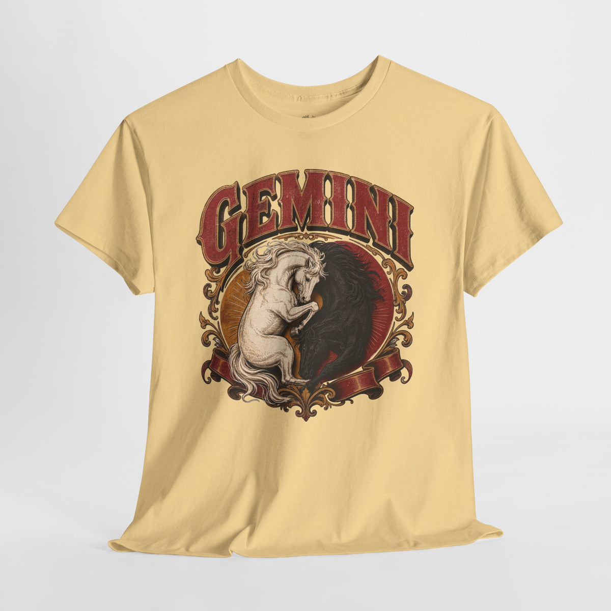Gemini Zodiac Shirt: Twin Horses Astrology Graphic Tee