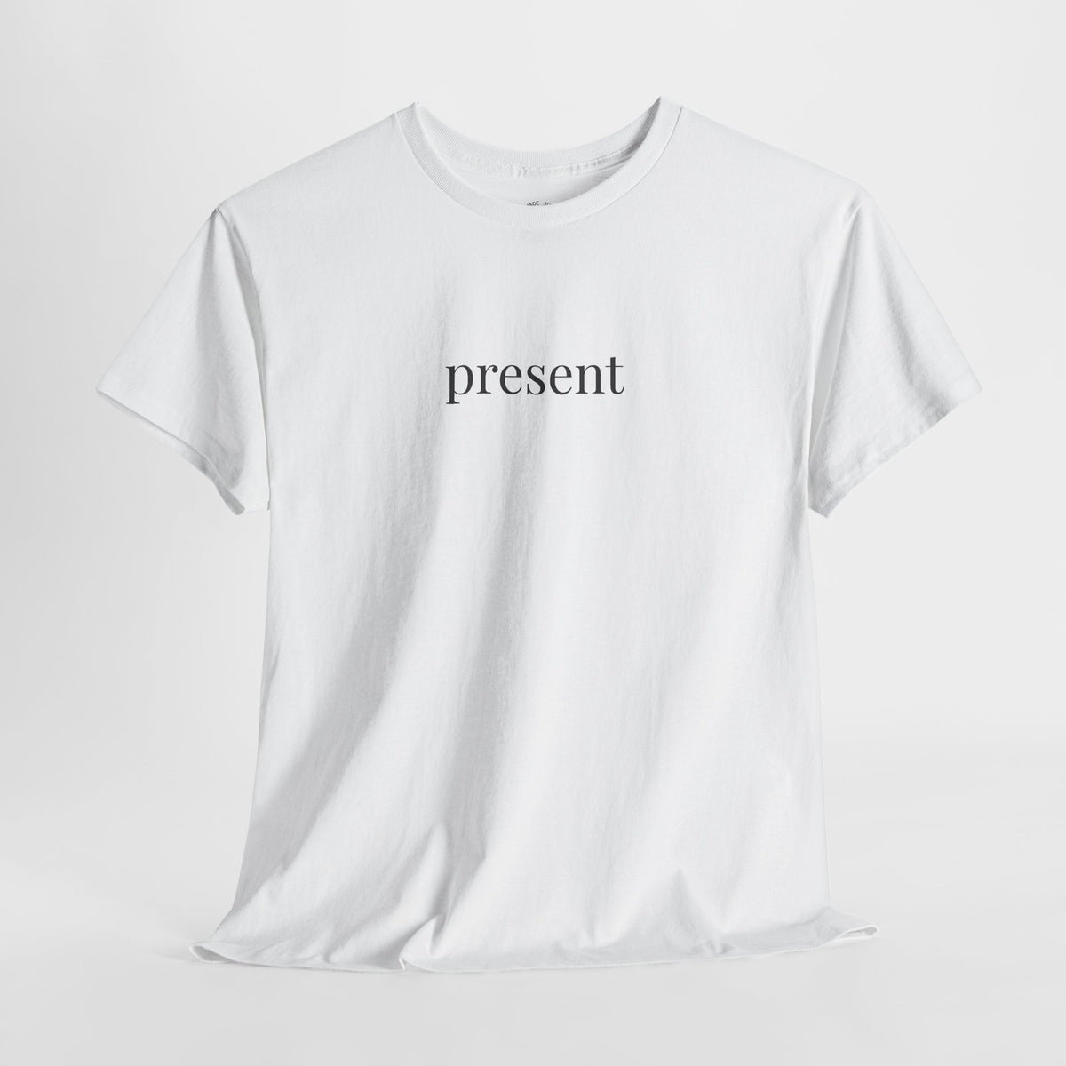 Present Shirt | Minimalist Mindfulness Tee, Grounding Word Cotton T-Shirt