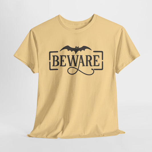 Beware Halloween Shirt: Minimal Bat Graphic Tee