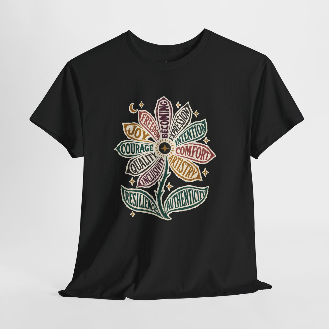 Personal Growth Shirt: Values Flower Graphic Tee