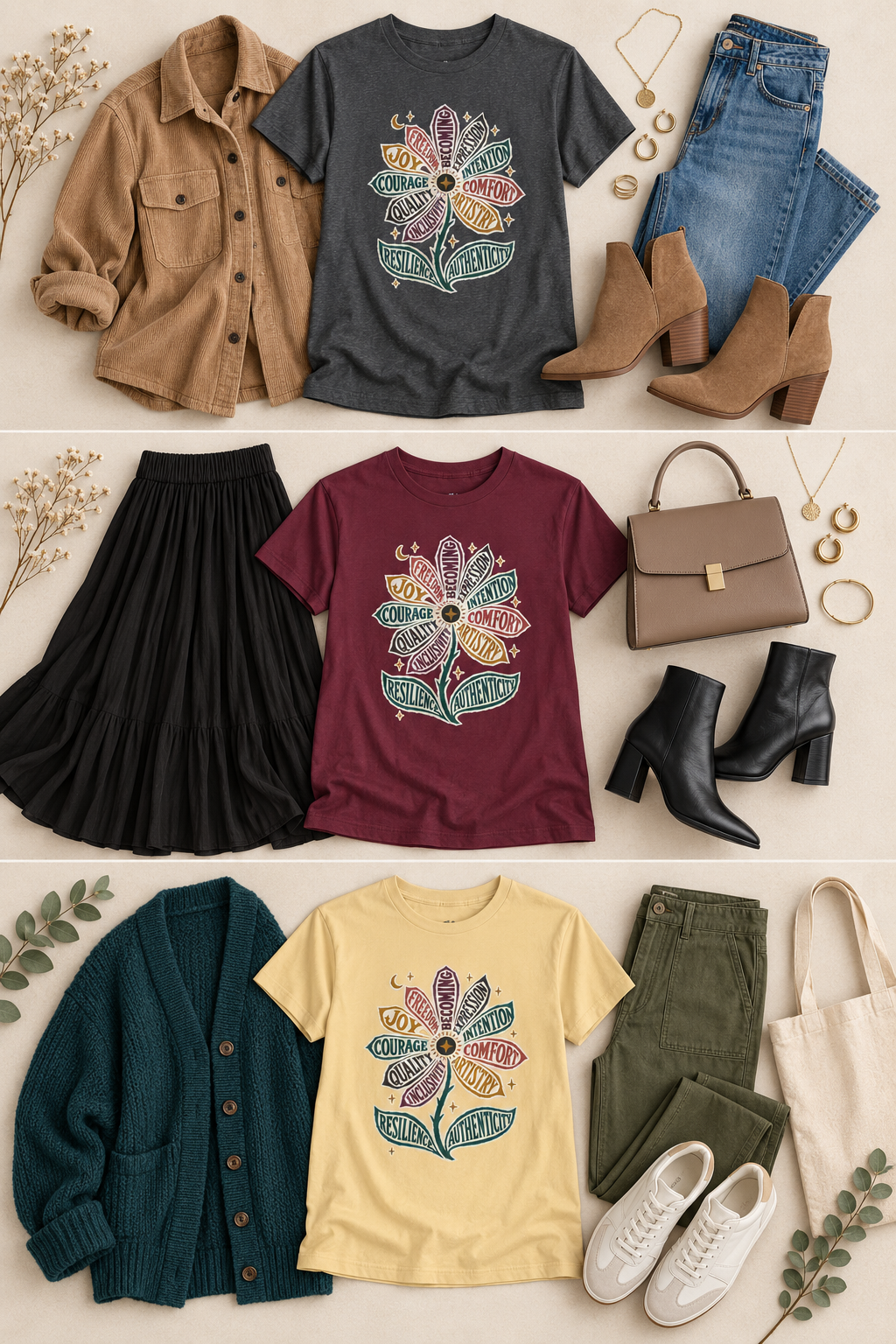 Personal Growth Shirt: Values Flower Graphic Tee