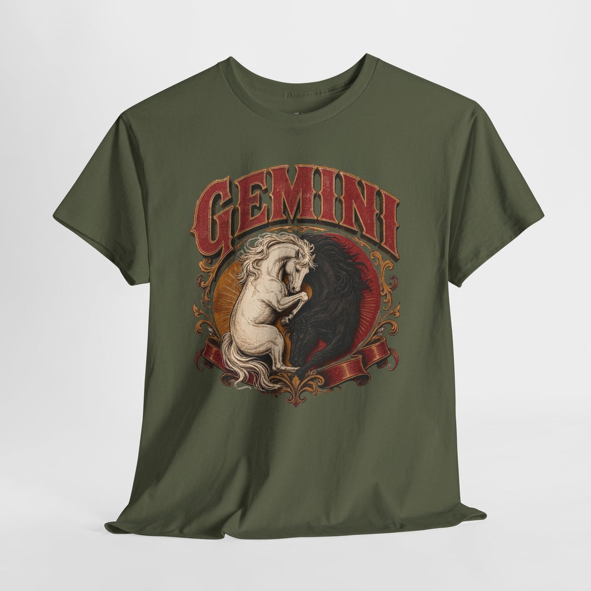 Gemini Zodiac Shirt: Twin Horses Astrology Graphic Tee