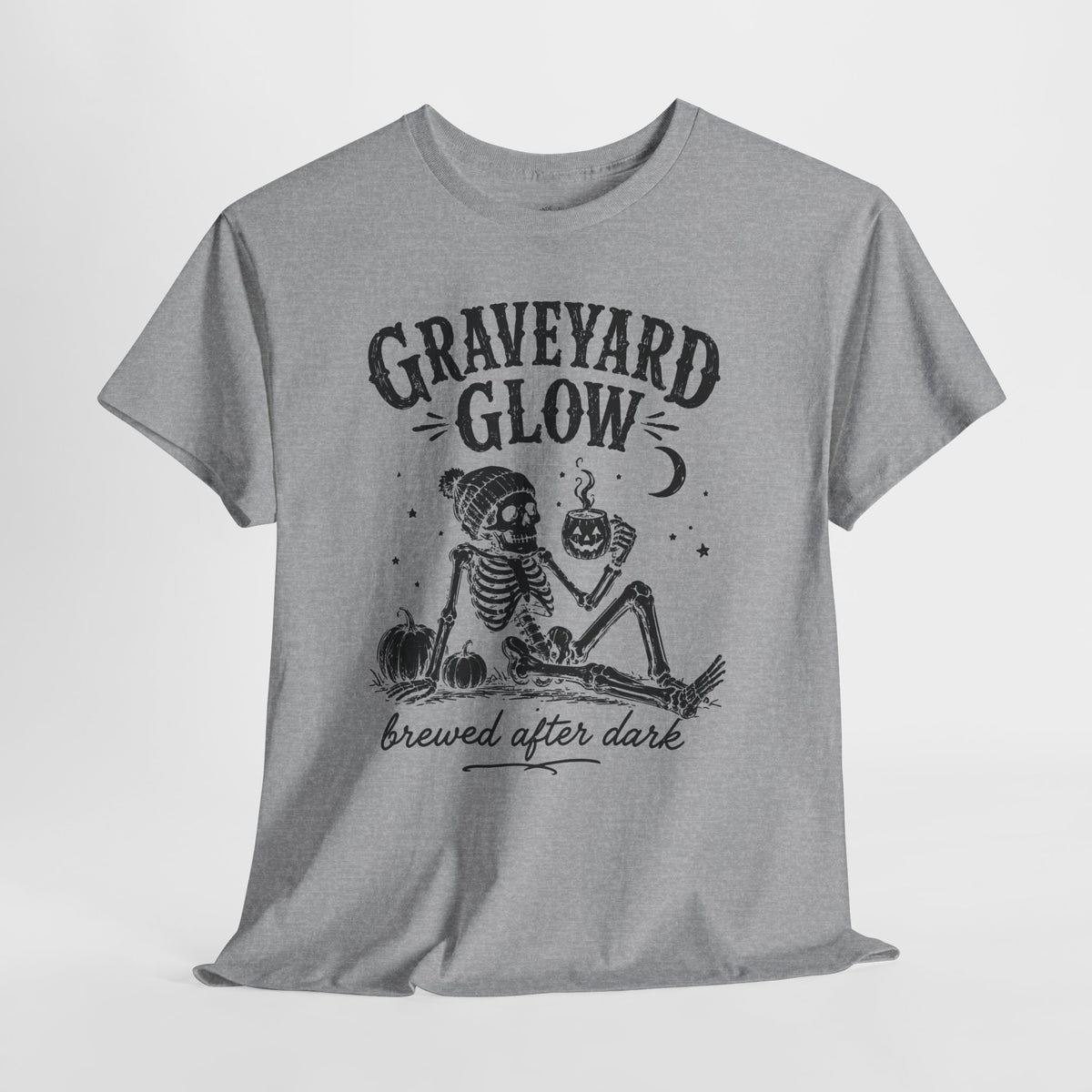 Halloween Coffee T-Shirt: Graveyard Glow Skeleton, Coffee Lover Gift,  100% Cotton