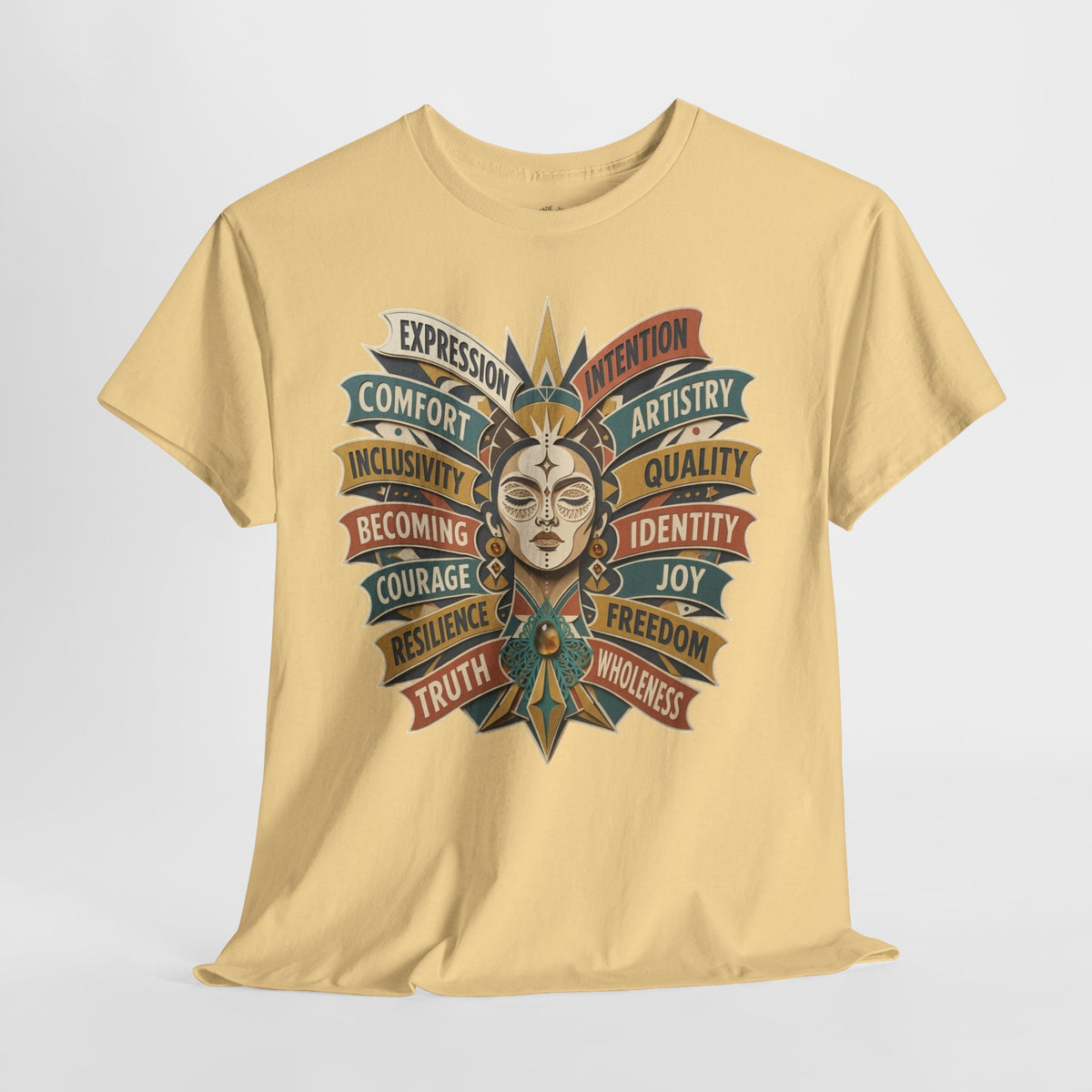 Self Expression Graphic Tee: Art Deco Becoming Words, 100% Cotton