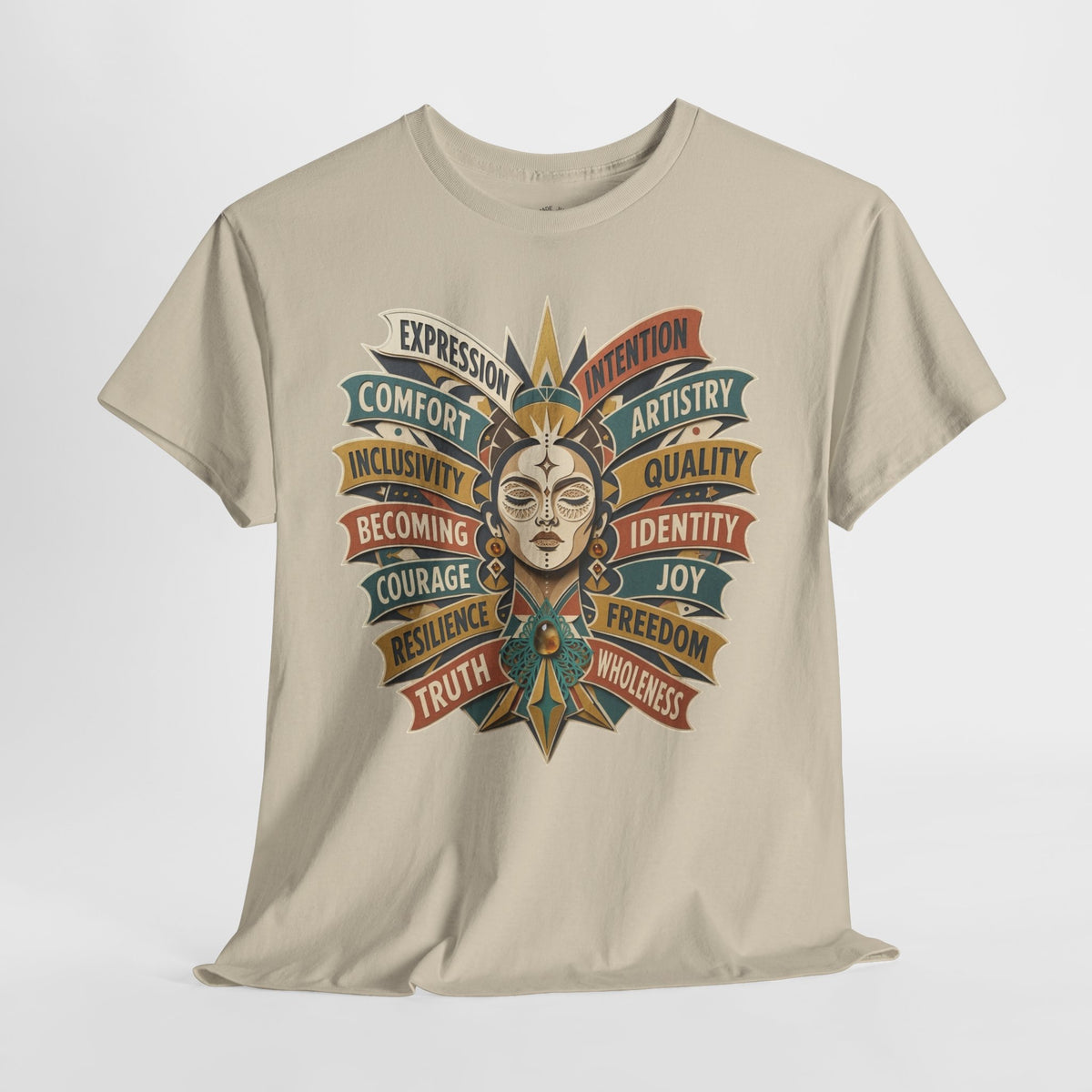 Self Expression Graphic Tee: Art Deco Becoming Words, 100% Cotton