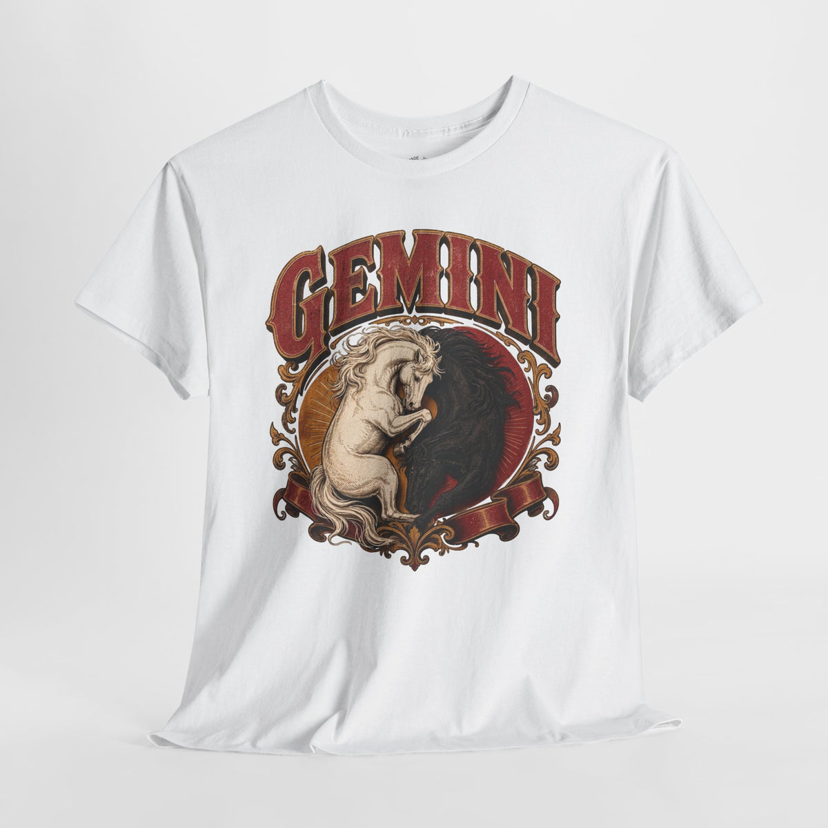 Gemini Zodiac Shirt: Twin Horses Astrology Graphic Tee