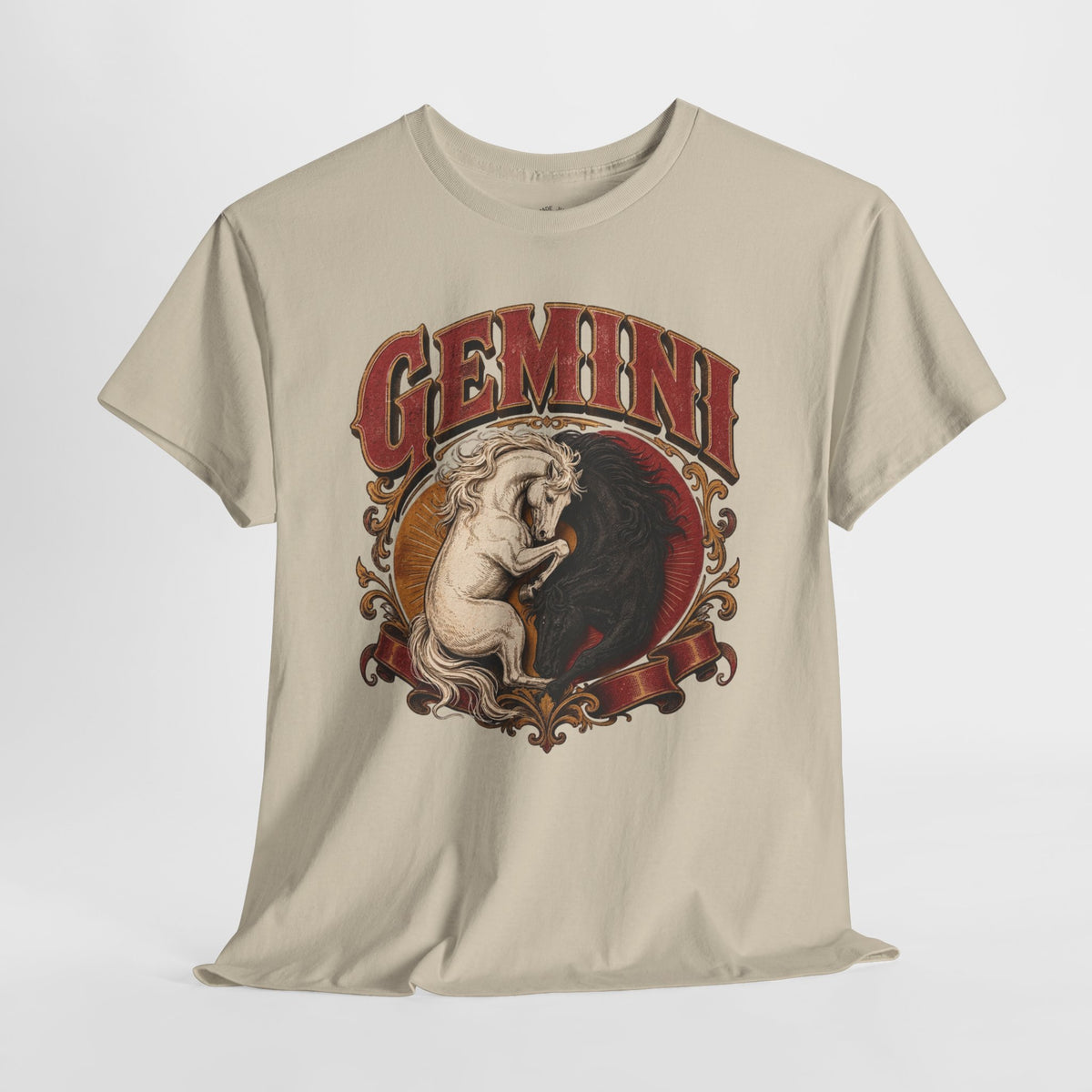 Gemini Zodiac Shirt: Twin Horses Astrology Graphic Tee