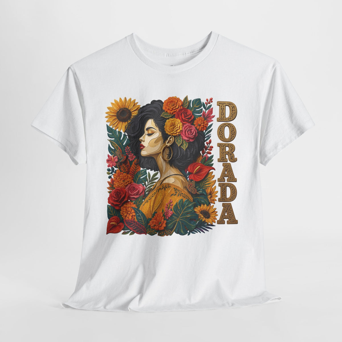 Dorada Graphic Tee: Floral Latina Portrait