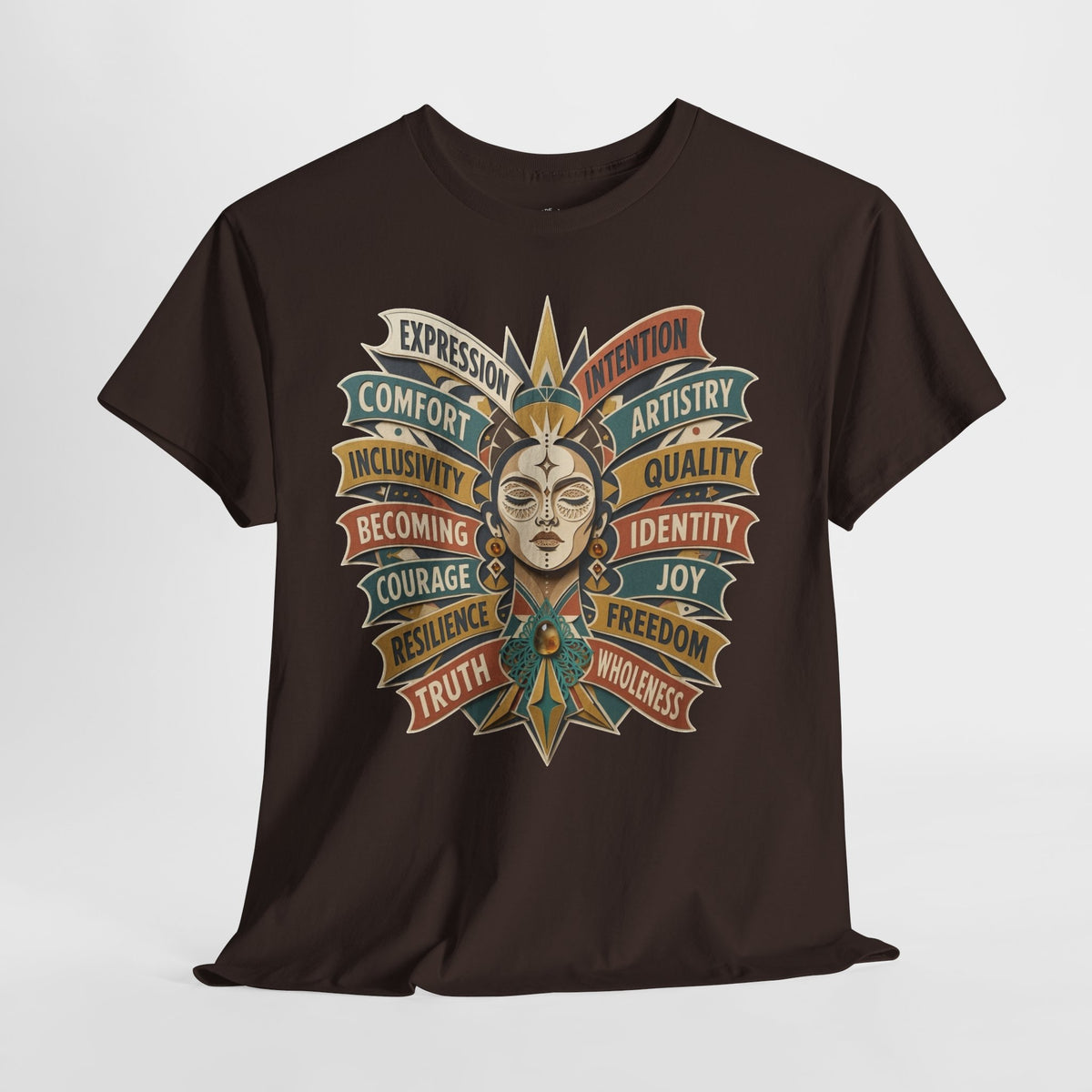Self Expression Graphic Tee: Art Deco Becoming Words, 100% Cotton