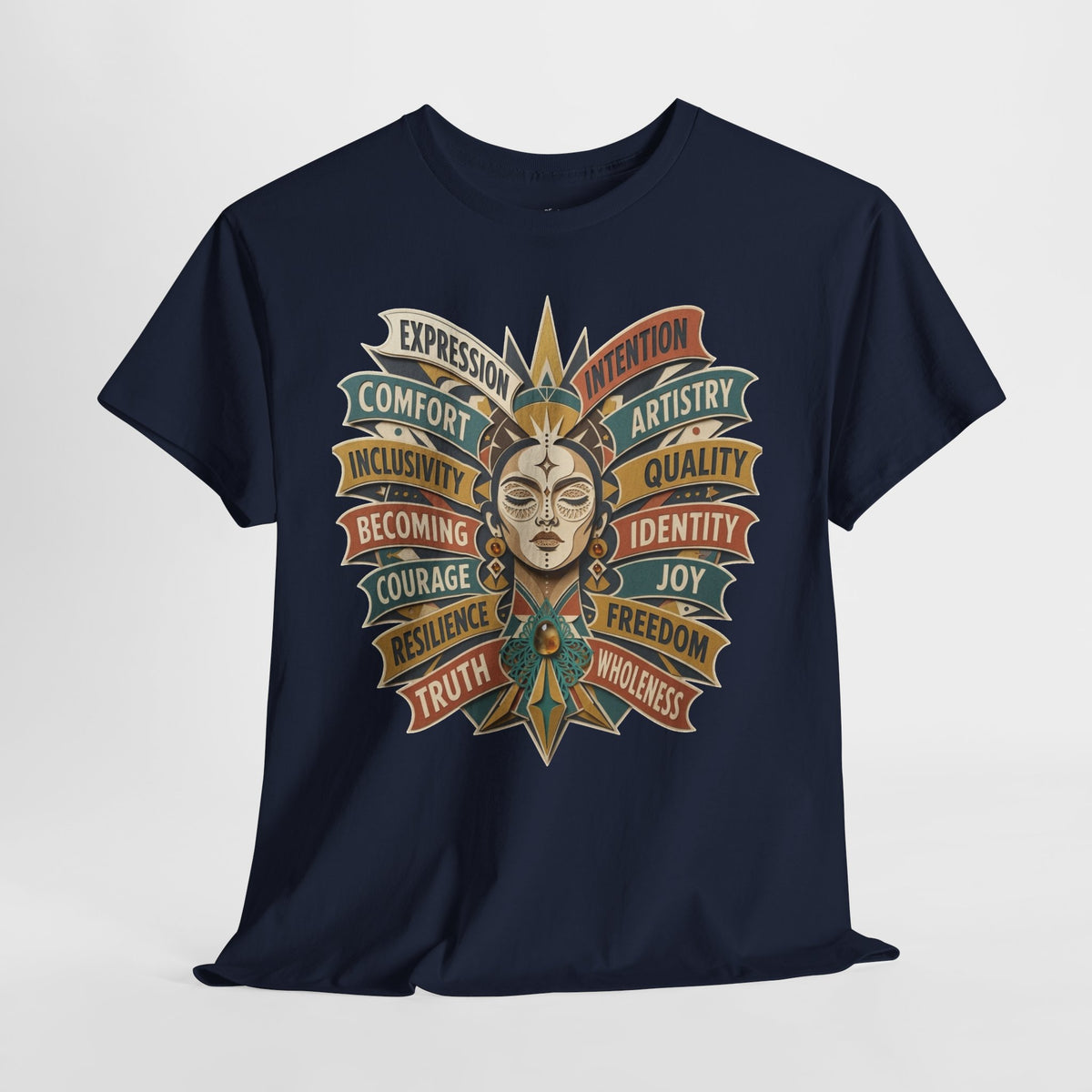 Self Expression Graphic Tee: Art Deco Becoming Words, 100% Cotton