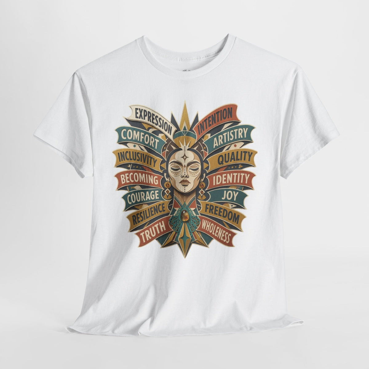 Self Expression Graphic Tee: Art Deco Becoming Words, 100% Cotton