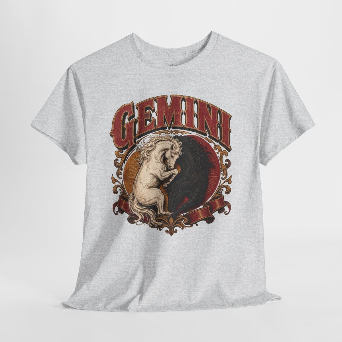 Gemini Zodiac Shirt: Twin Horses Astrology Graphic Tee