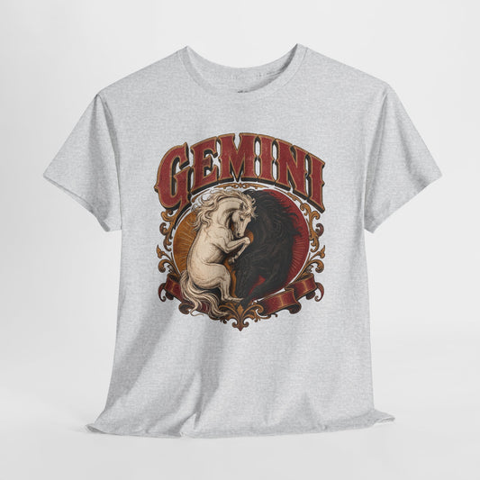 Gemini Zodiac Shirt: Twin Horses Astrology Graphic Tee