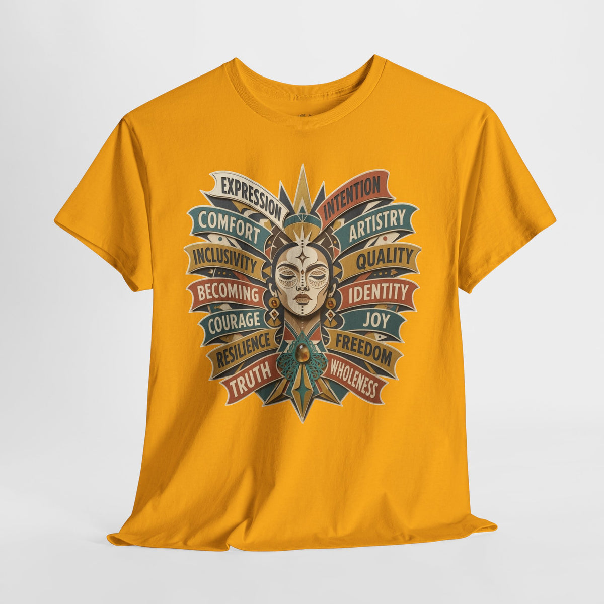 Self Expression Graphic Tee: Art Deco Becoming Words, 100% Cotton