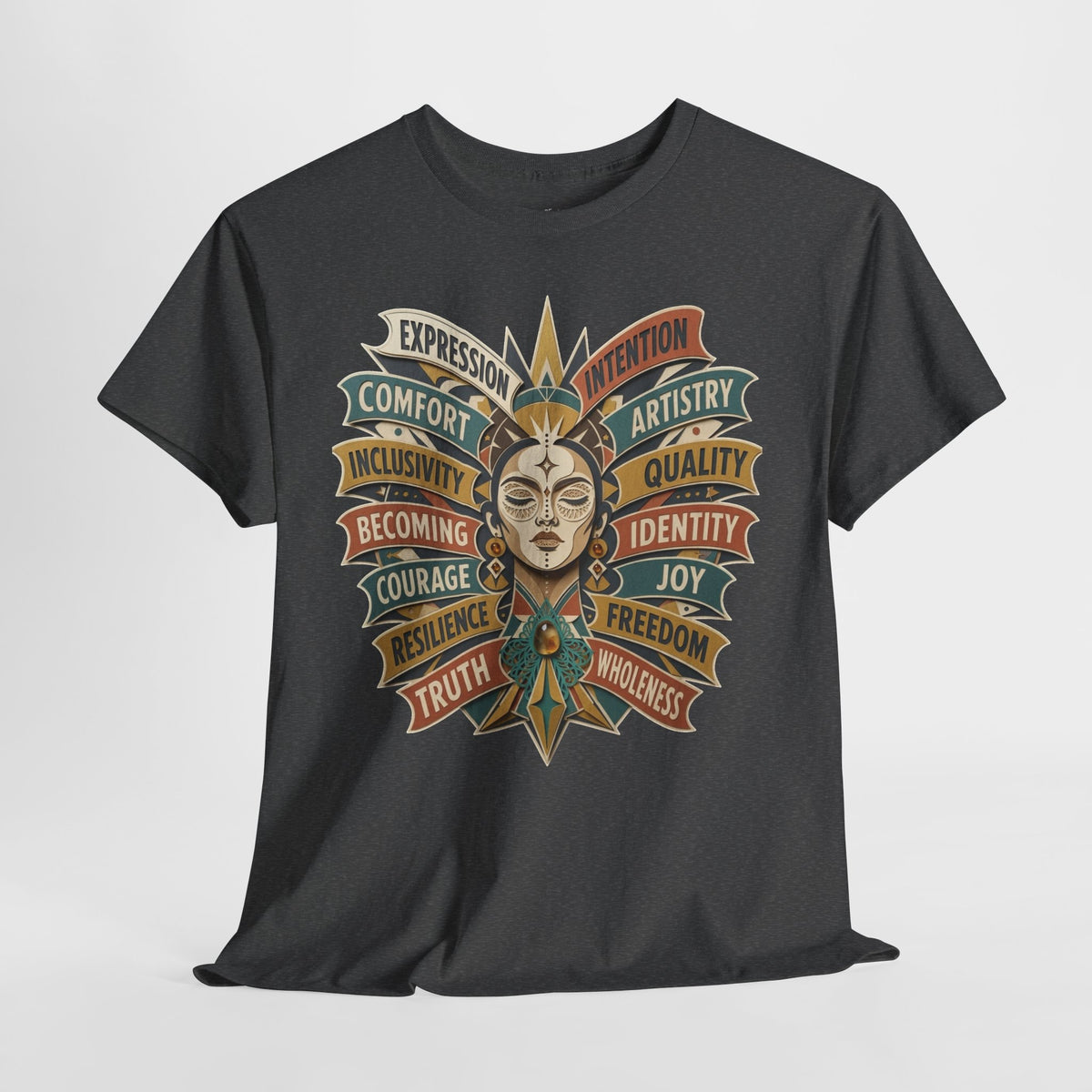 Self Expression Graphic Tee: Art Deco Becoming Words, 100% Cotton
