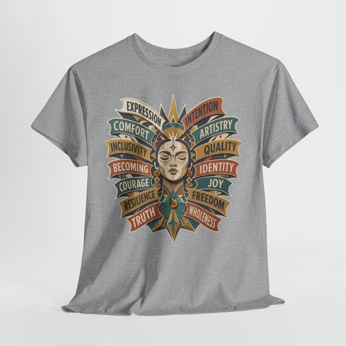 Self Expression Graphic Tee: Art Deco Becoming Words, 100% Cotton