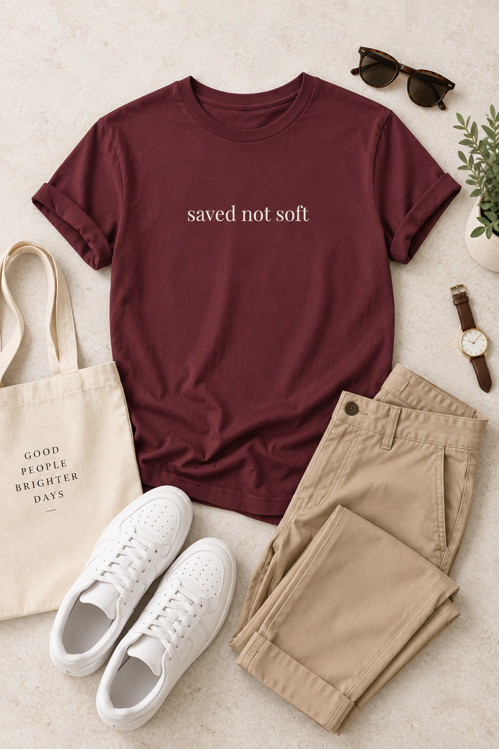 Saved Not Soft Shirt | Minimalist Christian Tee, Faith Statement Cotton T-Shirt