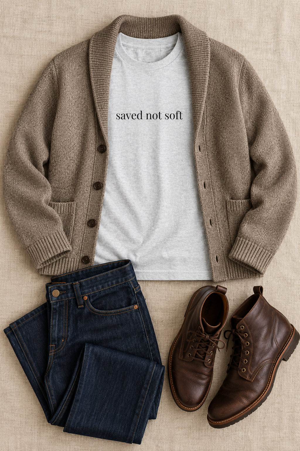 Saved Not Soft Shirt | Minimalist Christian Tee, Faith Statement Cotton T-Shirt