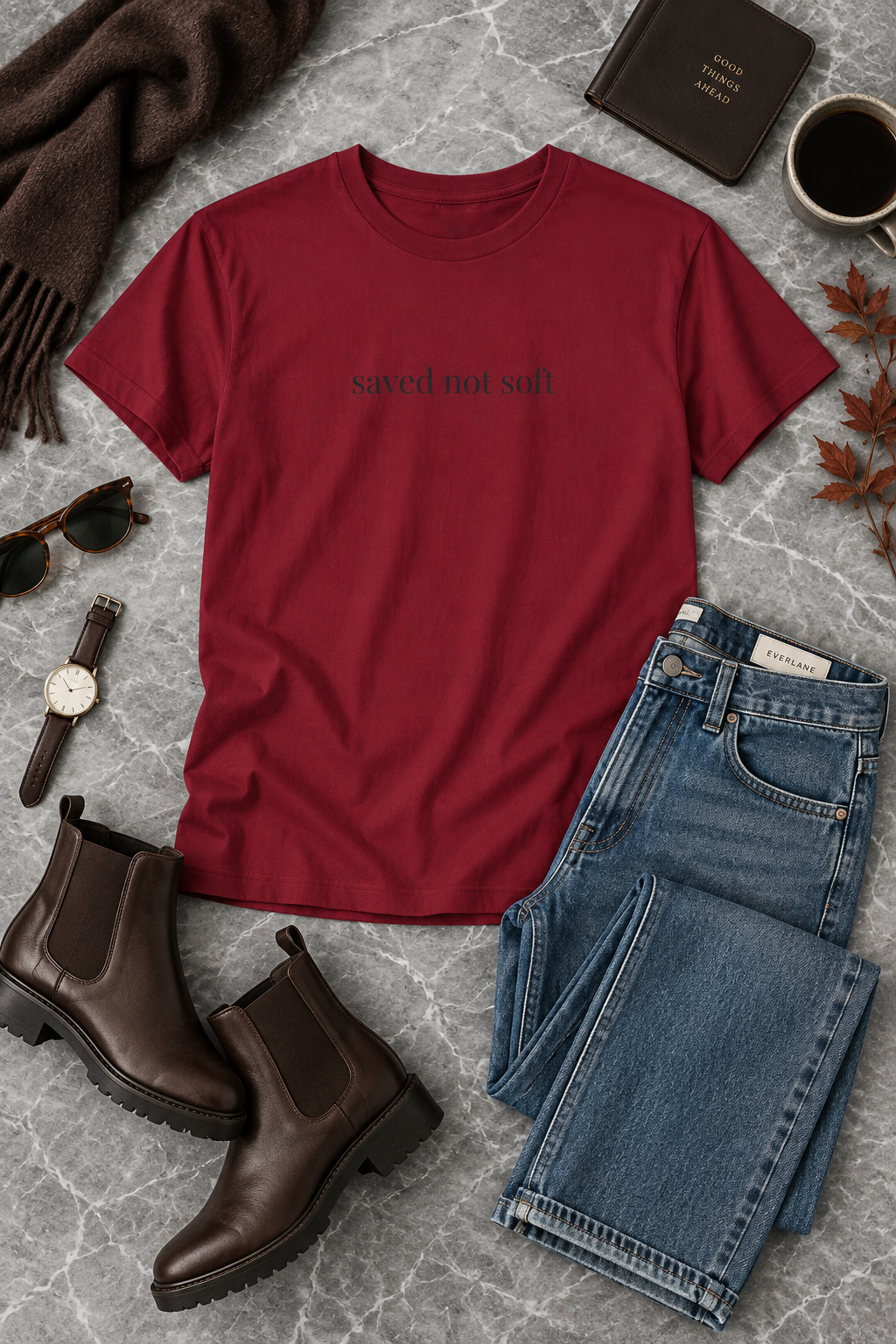 Saved Not Soft Shirt | Minimalist Christian Tee, Faith Statement Cotton T-Shirt