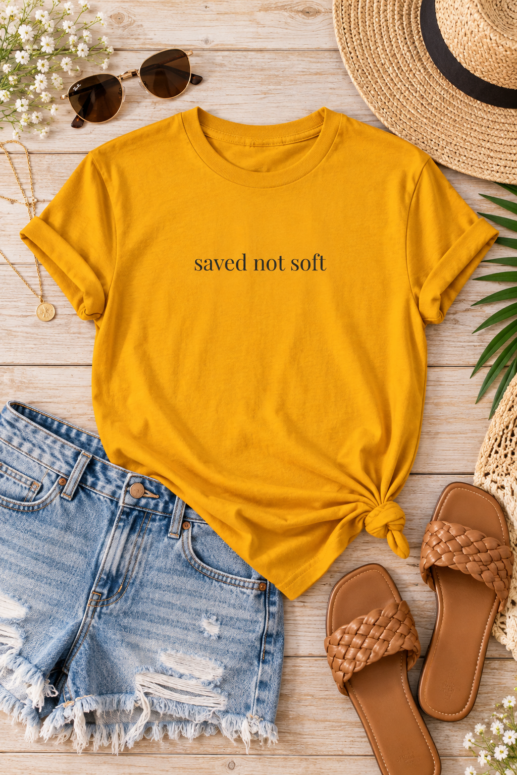 Saved Not Soft Shirt | Minimalist Christian Tee, Faith Statement Cotton T-Shirt