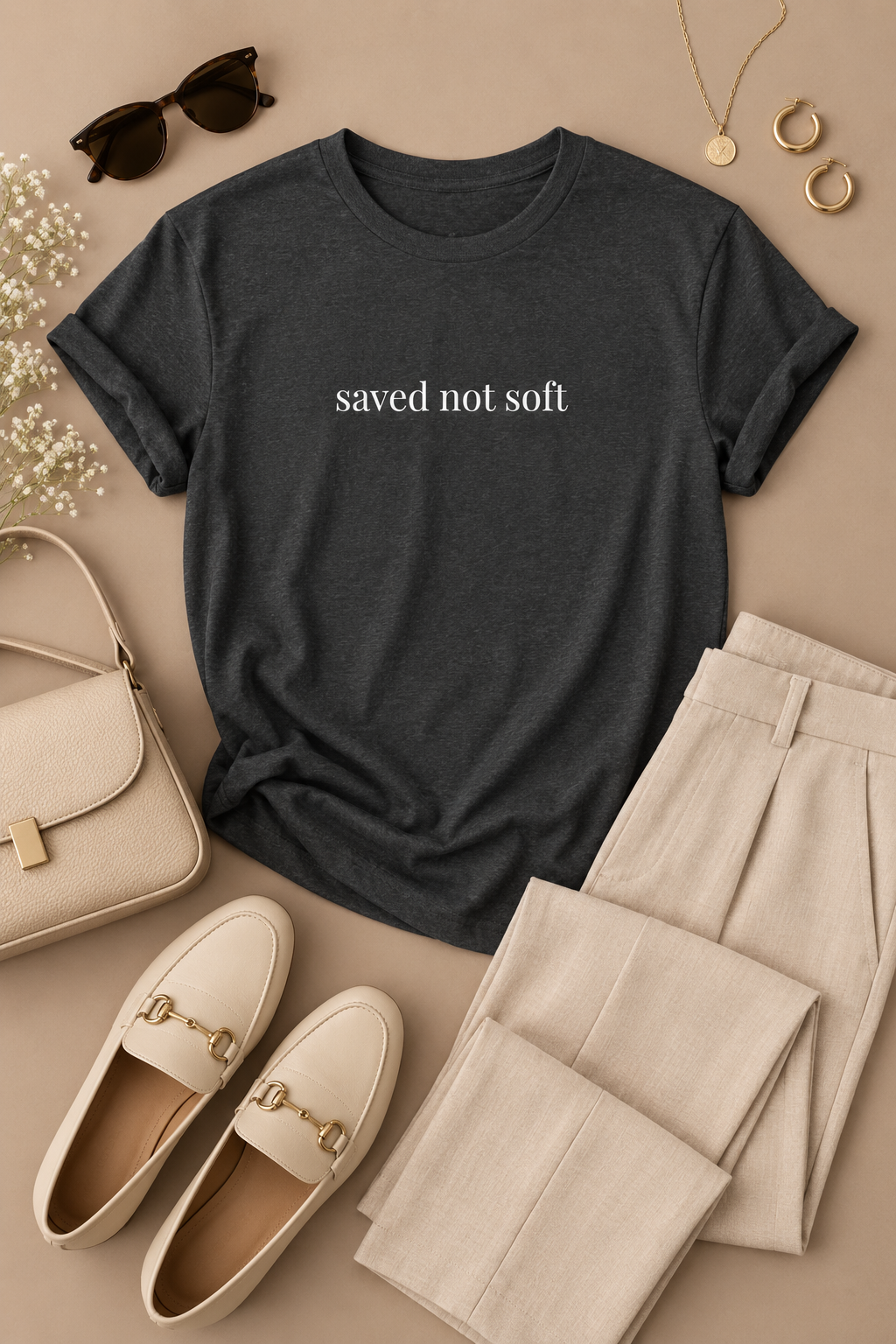 Saved Not Soft Shirt | Minimalist Christian Tee, Faith Statement Cotton T-Shirt