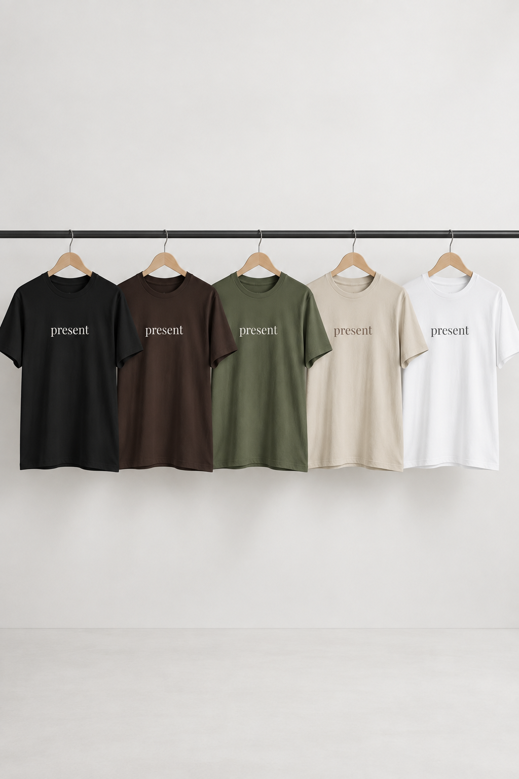 Present Shirt | Minimalist Mindfulness Tee, Grounding Word Cotton T-Shirt