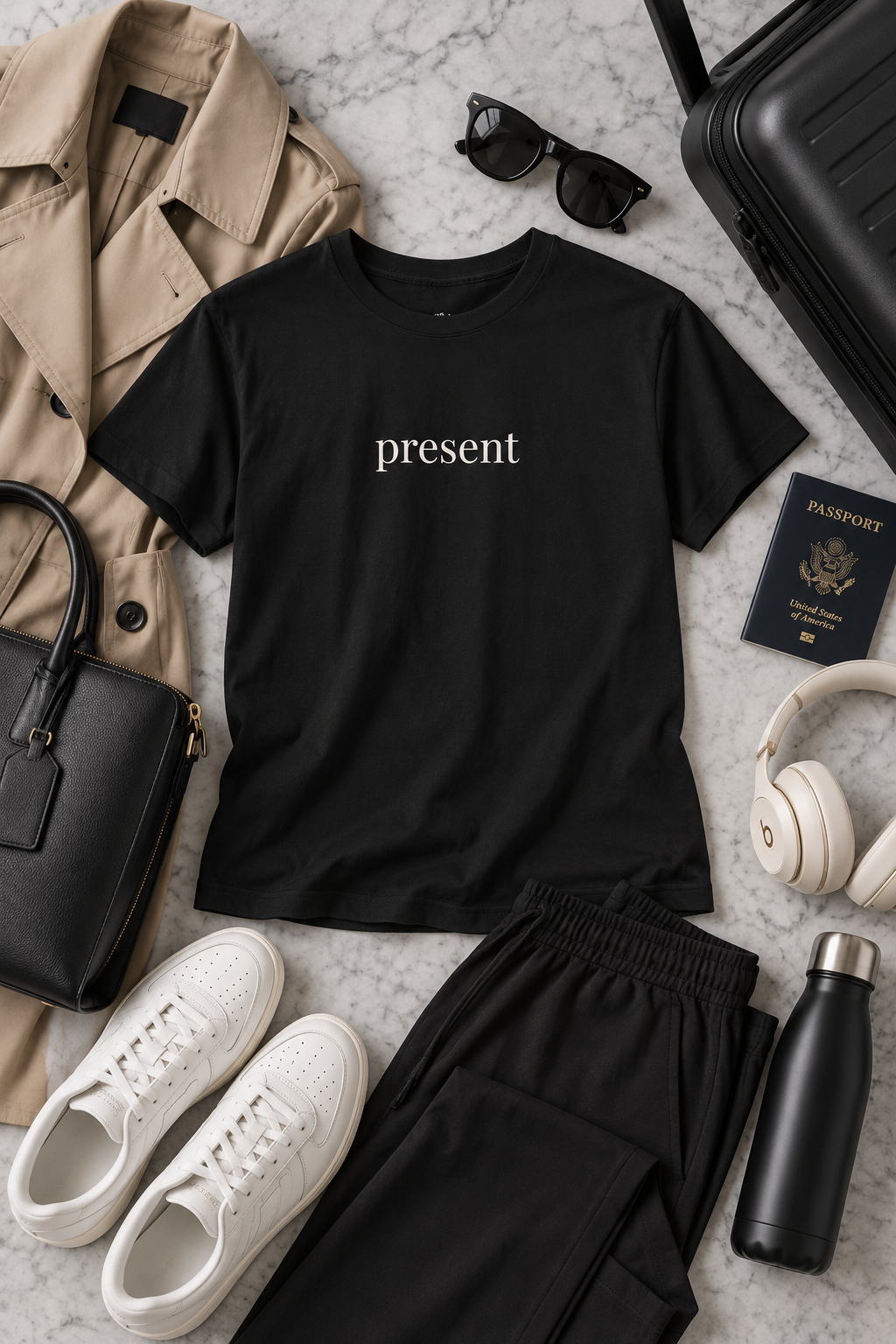 Present Shirt | Minimalist Mindfulness Tee, Grounding Word Cotton T-Shirt