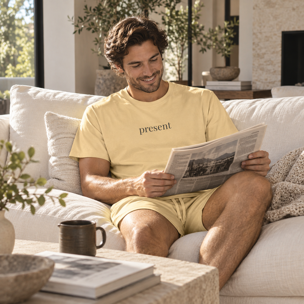 Present Shirt | Minimalist Mindfulness Tee, Grounding Word Cotton T-Shirt