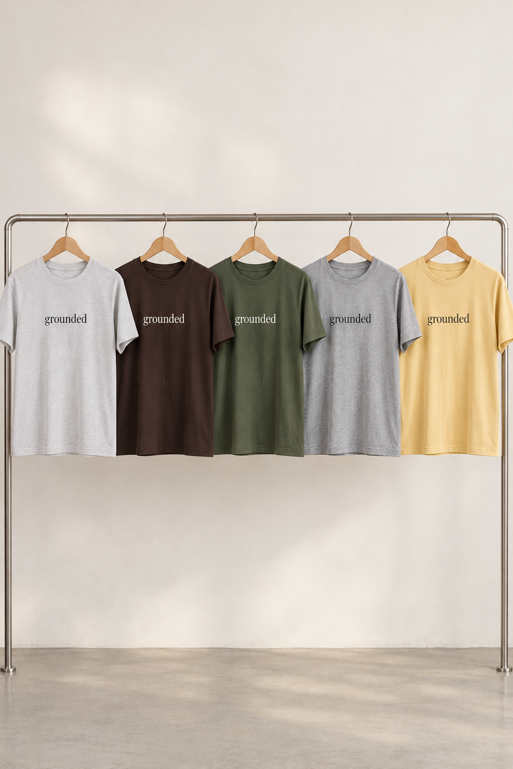 Grounded Shirt | Minimalist Calm Tee, Centered Word Cotton T-Shirt