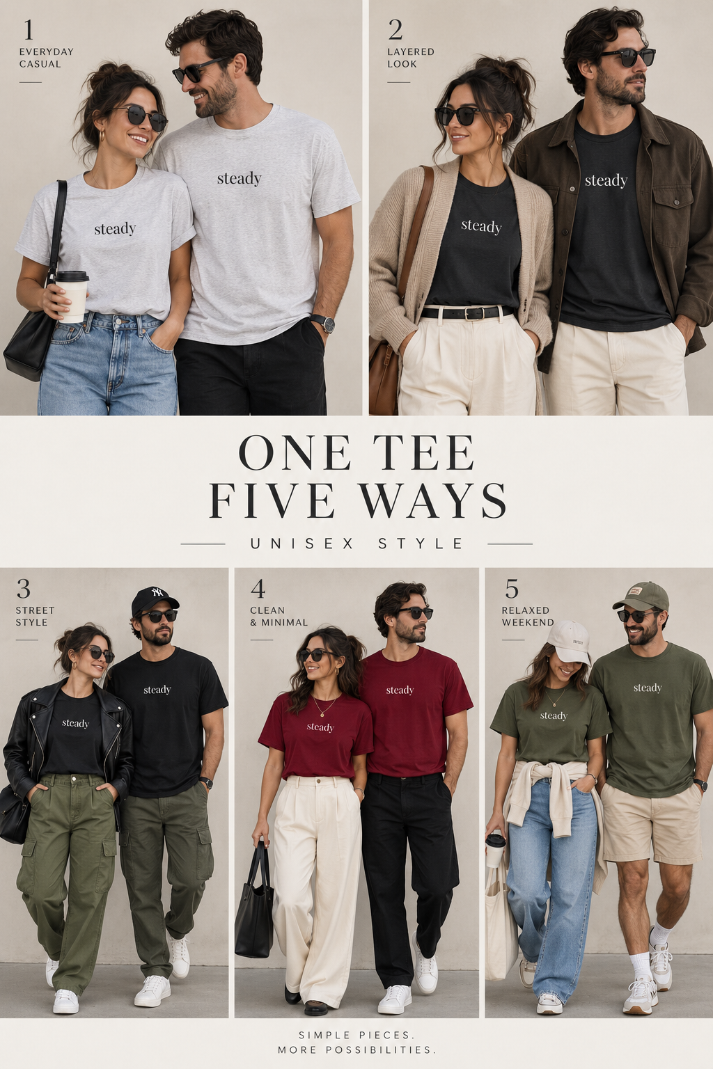 Steady Shirt | Minimalist Calm Confidence Tee, Everyday Cotton T-Shirt