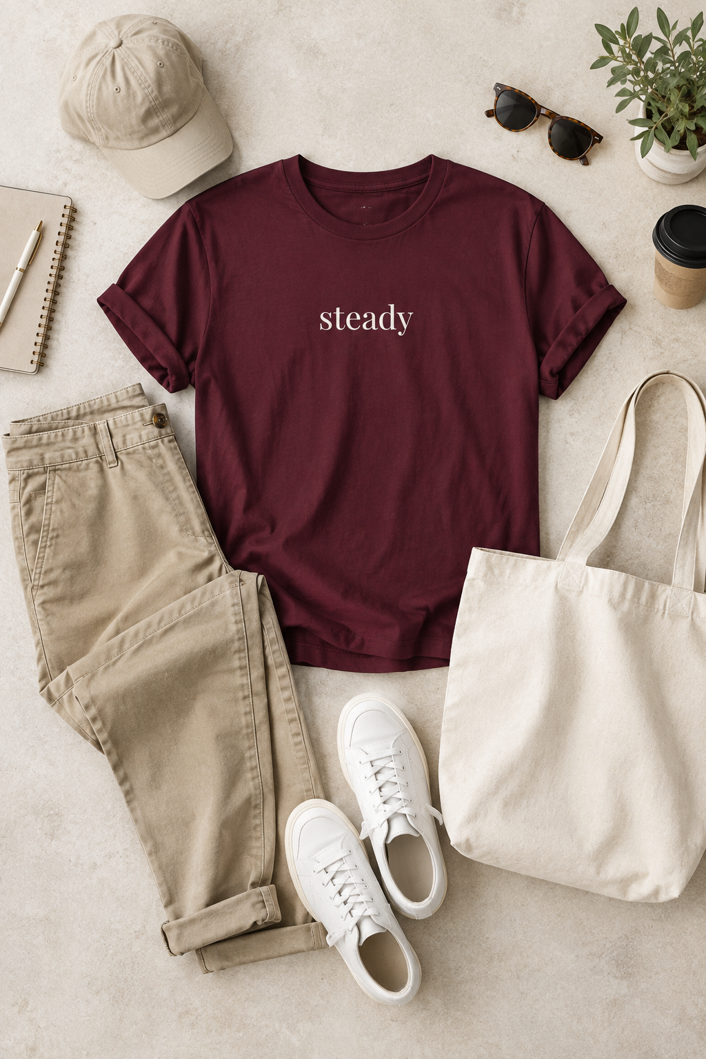 Steady Shirt | Minimalist Calm Confidence Tee, Everyday Cotton T-Shirt