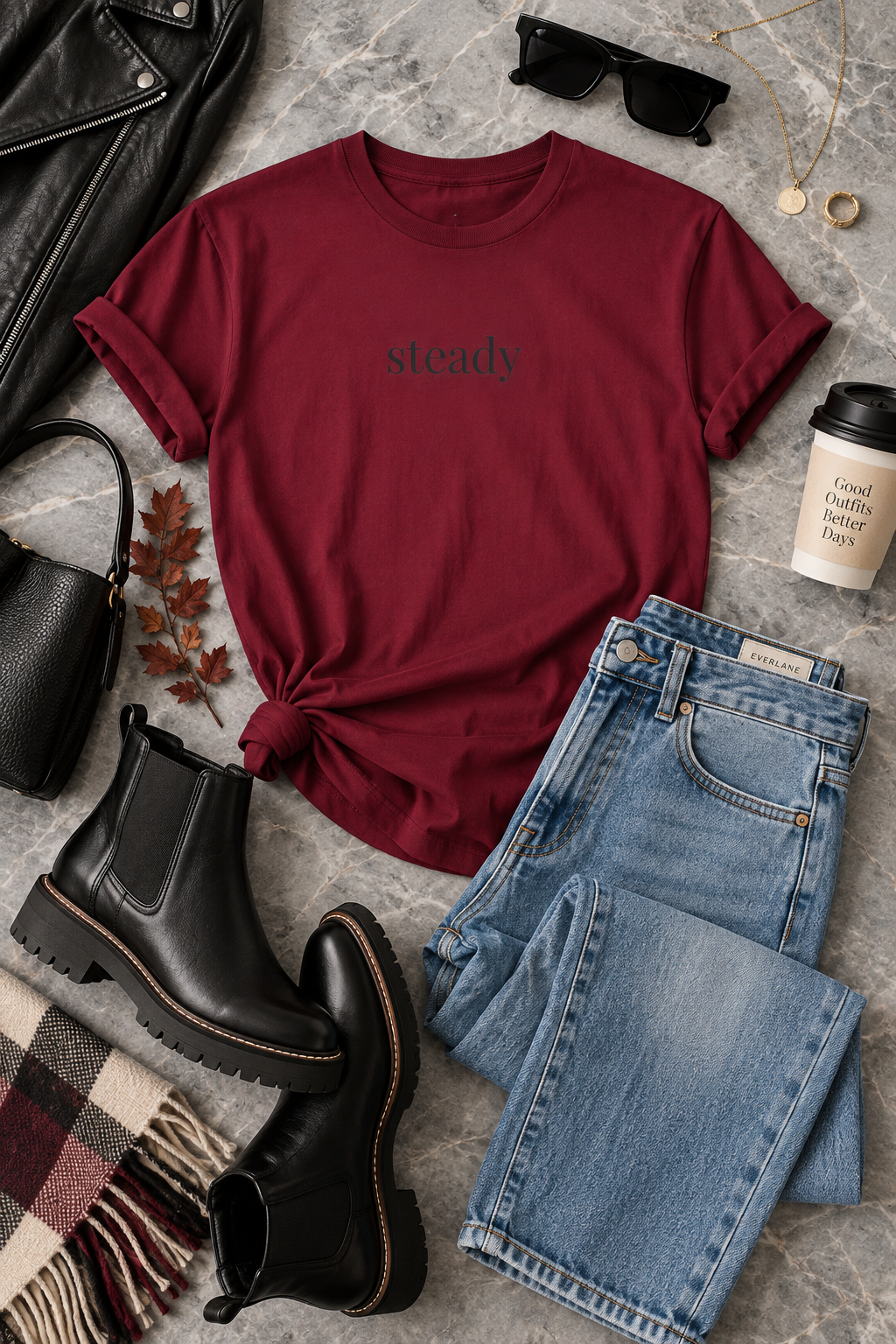 Steady Shirt | Minimalist Calm Confidence Tee, Everyday Cotton T-Shirt