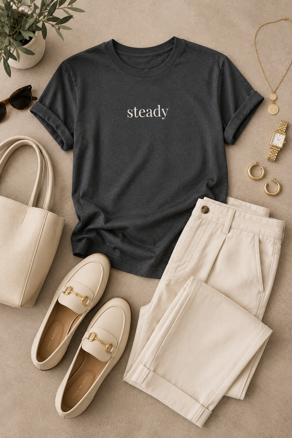 Steady Shirt | Minimalist Calm Confidence Tee, Everyday Cotton T-Shirt