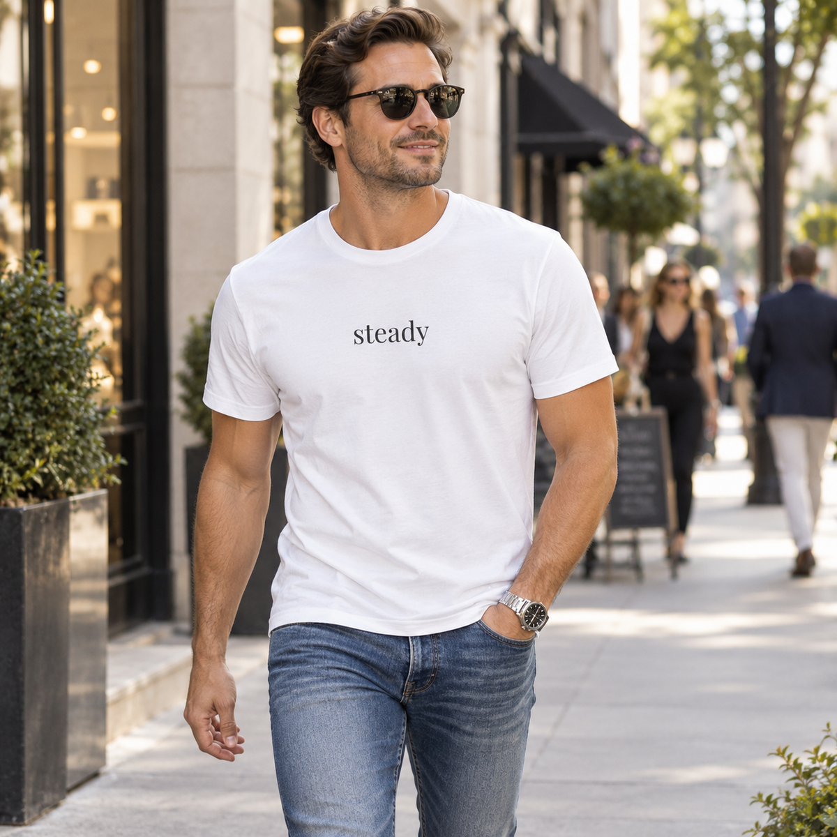 Steady Shirt | Minimalist Calm Confidence Tee, Everyday Cotton T-Shirt