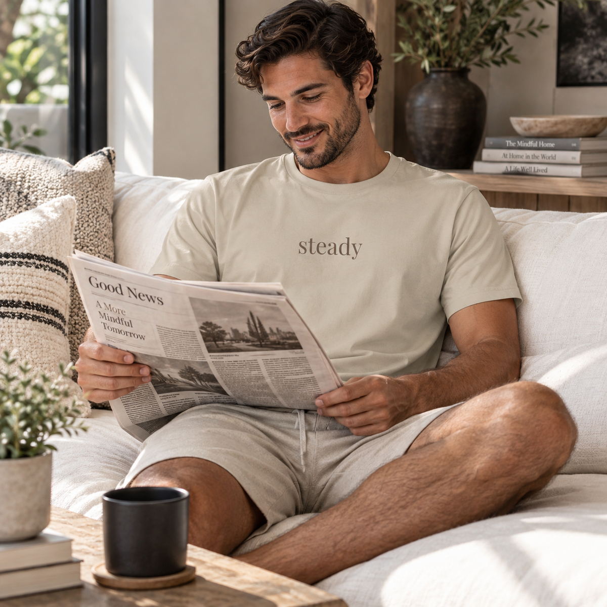 Steady Shirt | Minimalist Calm Confidence Tee, Everyday Cotton T-Shirt