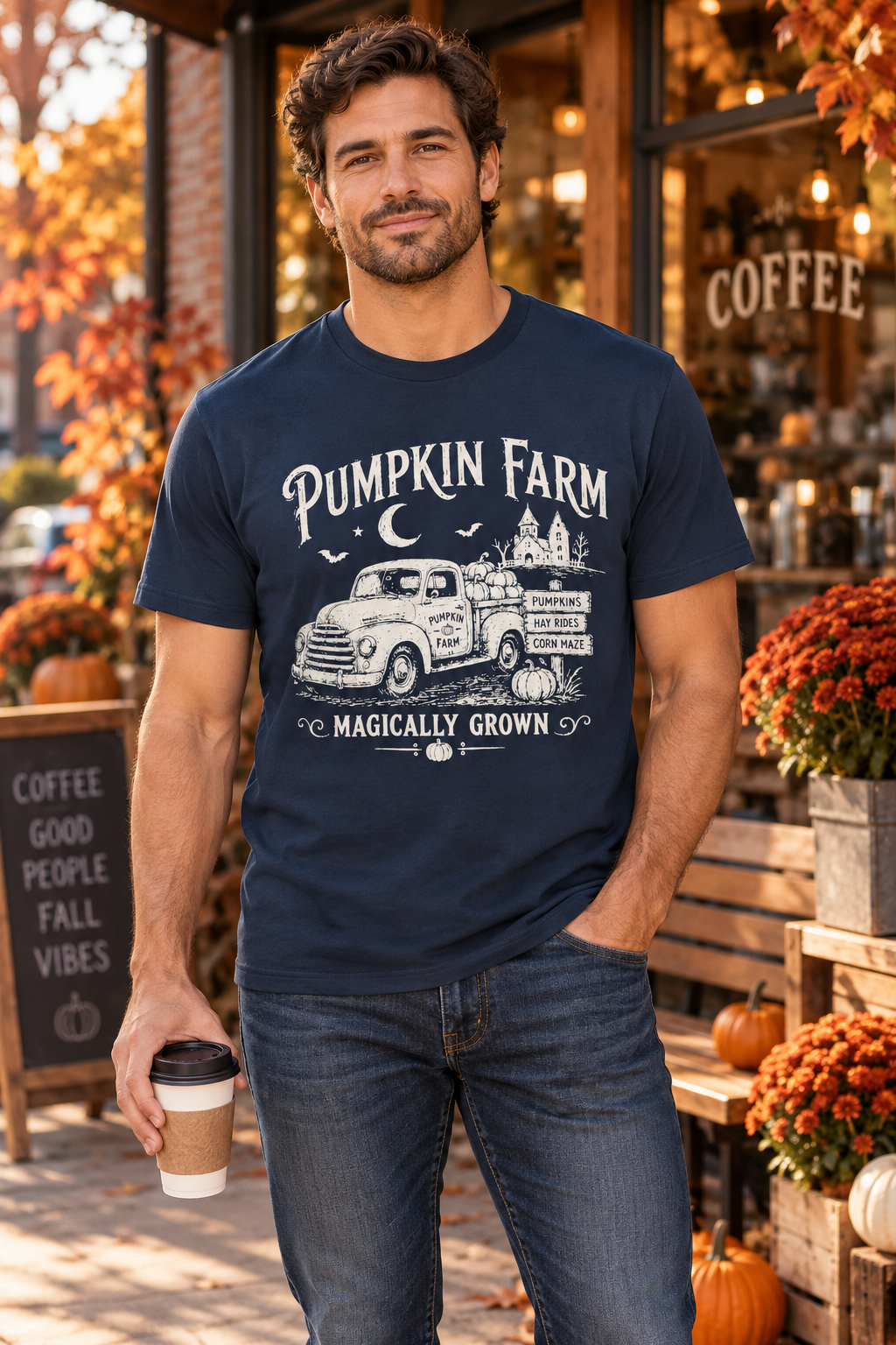 Pumpkin Patch T-Shirt: Vintage Farm Truck, 100% Cotton