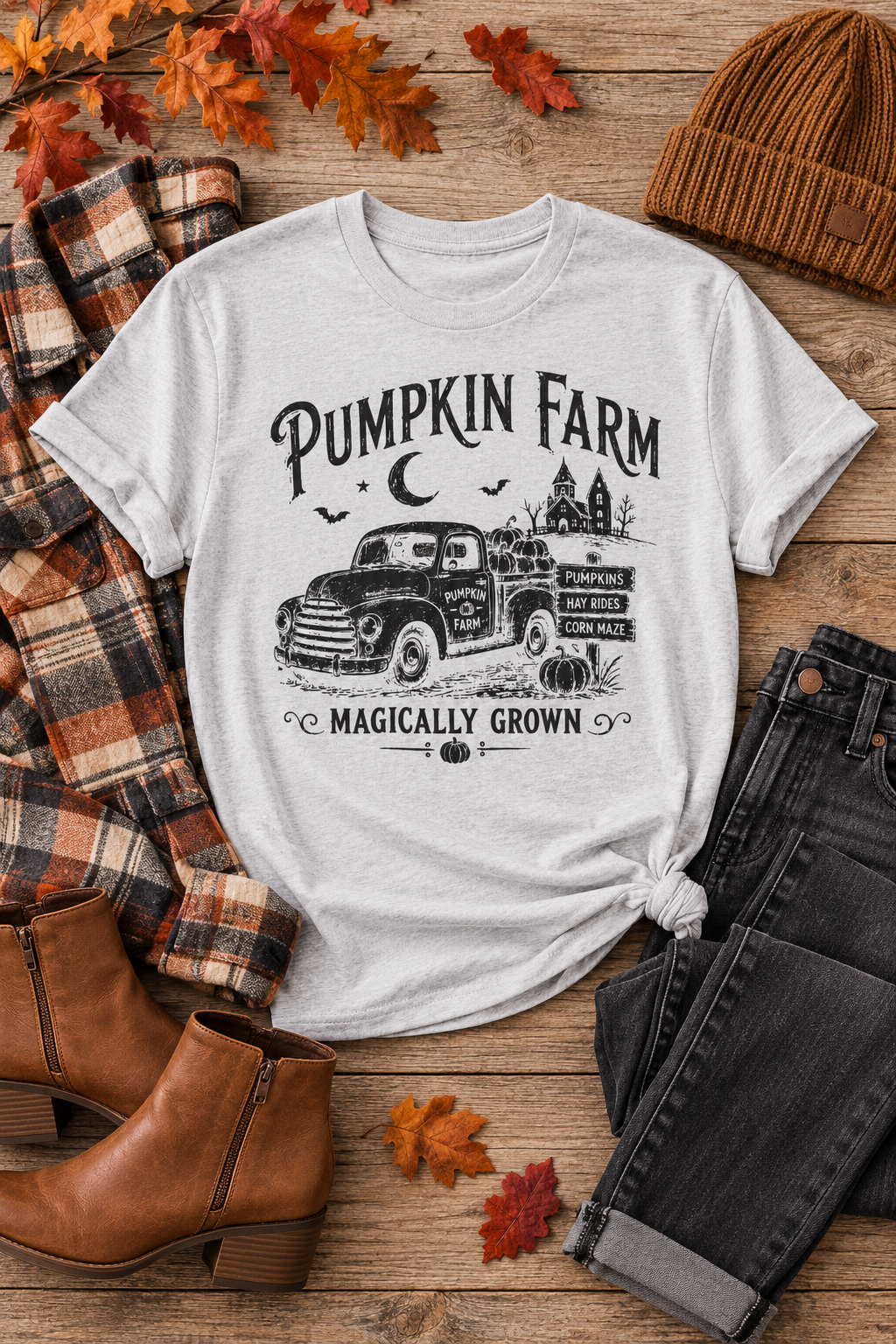 Pumpkin Patch T-Shirt: Vintage Farm Truck, 100% Cotton