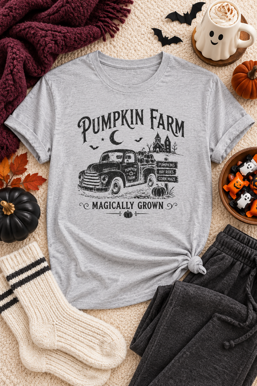 Pumpkin Patch T-Shirt: Vintage Farm Truck, 100% Cotton
