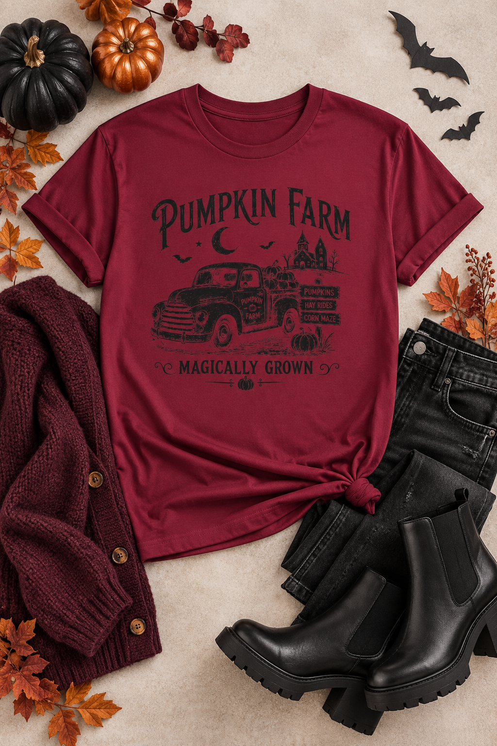 Pumpkin Patch T-Shirt: Vintage Farm Truck, 100% Cotton