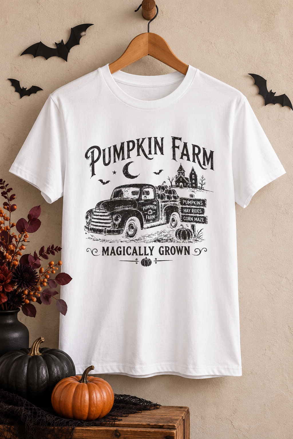 Pumpkin Patch T-Shirt: Vintage Farm Truck, 100% Cotton